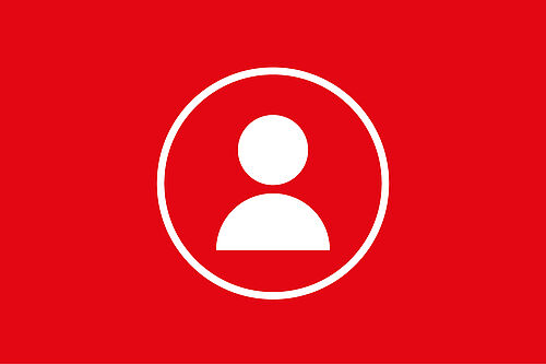 Weißes Kontaktsymbol auf rotem Grund