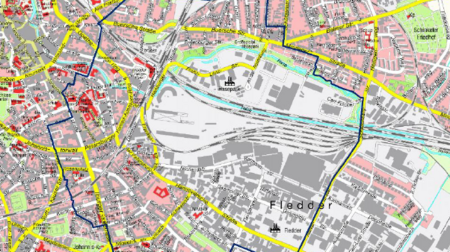 Karte des gesamten Evakuierungsgebiets in Osnabrück am 09. November 2025