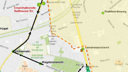 Alternative Umleitungsstrecke im Anschlussbereich Süd Osnabrück